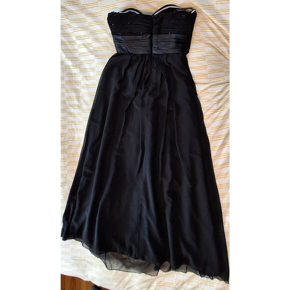 BILL LEVKOFF Strapless Sweetheart Chiffon Empire Waist Full Gown Dress Black 14 - Picture 10 of 10